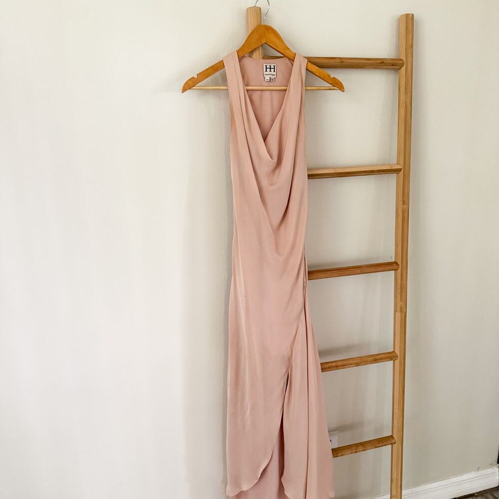 Haute Hippie Blush Pink Silk Draped Maxi Dress Sleeveless XS Formal